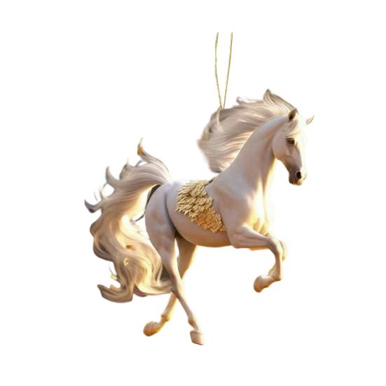 Horse Pendant 2D Acrylic Realistic Horse Decoration Christmas Ornament with Hanging Loop Equestrian Lovers Holiday Decor