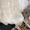 French Retro Puff Sleeve Chiffon Shirt for Women in Summer New Loose Short-sleeved Top