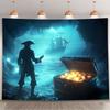 1 Sea Cave Background Pirate and Underwater Treasure Banner - Polyester Photography Wall Decoration Theme Party