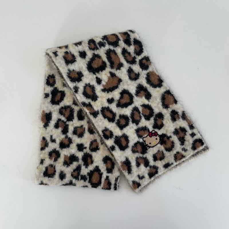 Koreanischer Süßer Leopardendruck Plüschschal für Kinder - Warmer Herbst/Winter Nackenschutz