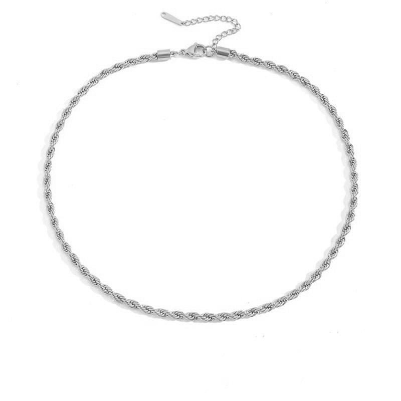 St. Delan Unisex Titanium Steel Gold-Plated Twist Chain Necklace - Fade-Resistant, European & American Style Luxury Clavicle Chain.