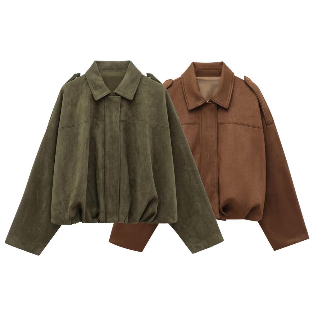 TAOP&ZA Women's Suede Bomber Jacket - Summer Commute Fashion