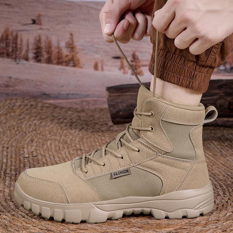 Plus Size Men's High-Top Outdoor Combat Boots - Ultra-Light, Cold Cement Outsole, Autumn/Winter Style