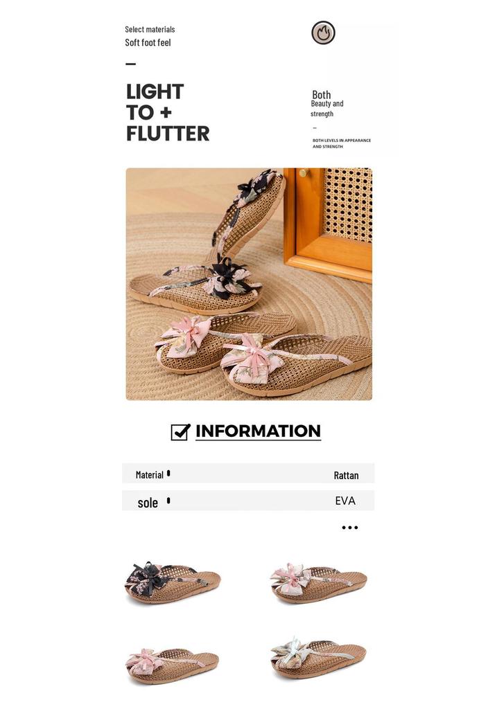 Korean Style Cute Woven Grass Slippers - Soft, Non-Slip, Silent Indoor Summer Footwear