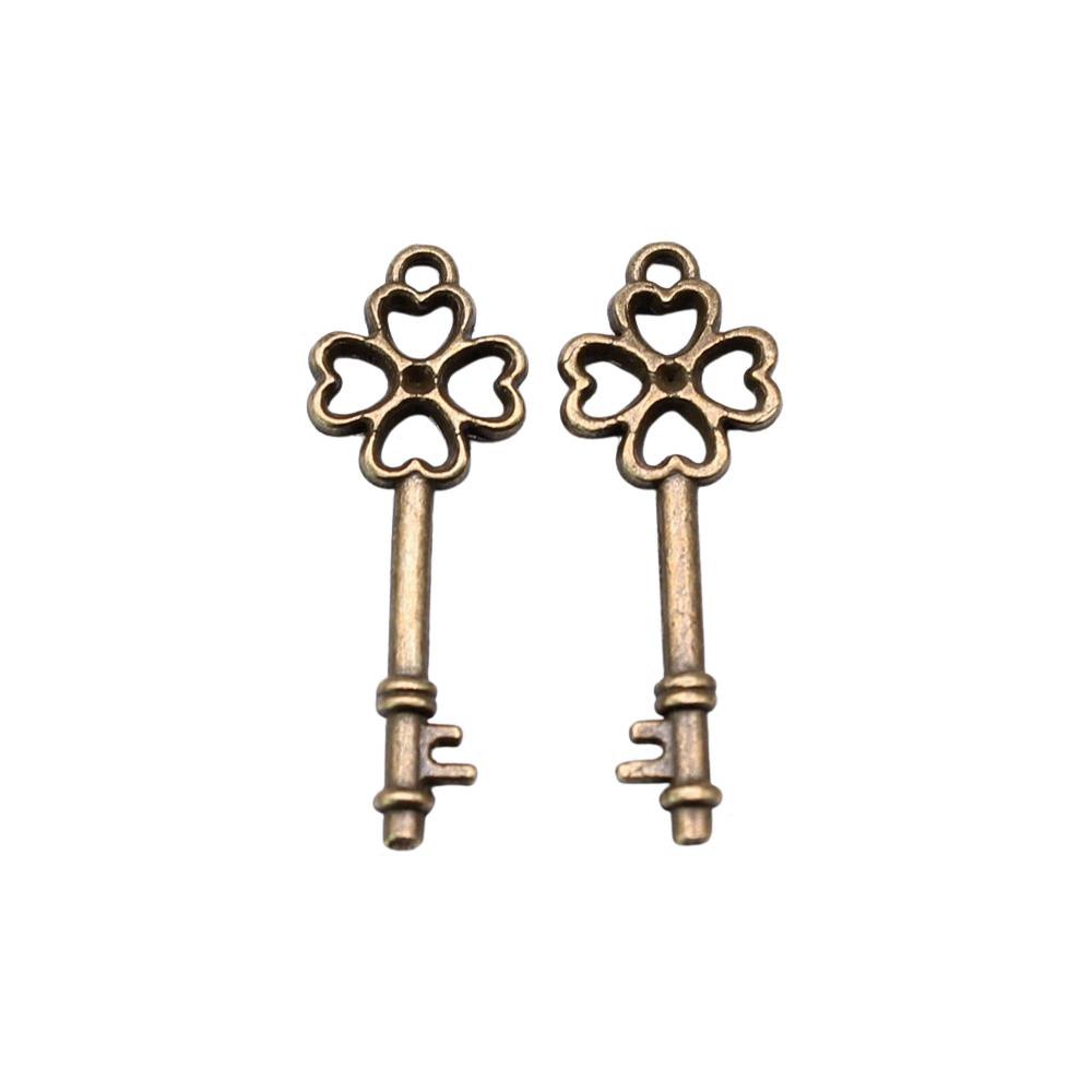 Simple Skeleton Key Charms Multi Color Alloy Pendants For Vintage Themed Jewelry