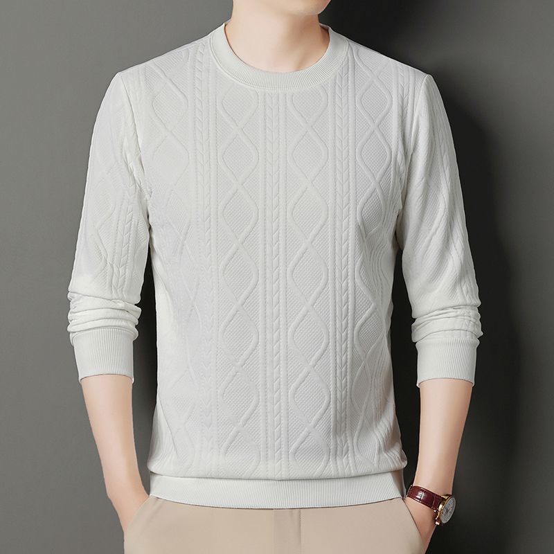 Men's New Autumn Round Neck Jacquard Sweatshirt Long-sleeved T-shirt Knitted Inner Layer