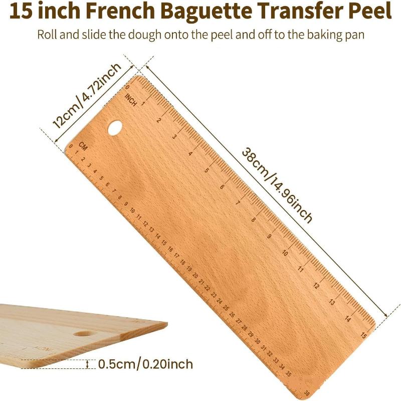 Wooden Transfer Peel 15 Inch French Bread Flipping Board Dual Scale Baking Tool for Pizza Oven Home Kitchen
