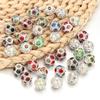 5pcs/lot Metal Beads With Colorful Rhinestones Big Hole Loose Spacer Beads For DIY Fashion Bracelet Necklace Jewelry Accessories