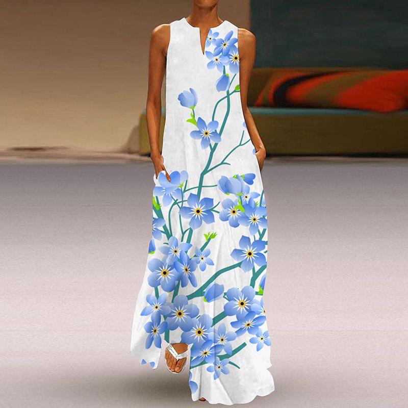 2025 Summer New Arrival Women's 3D Stereo Fashion Print Dress V Neck Sleeveless Silm Slimming Pocket Dress