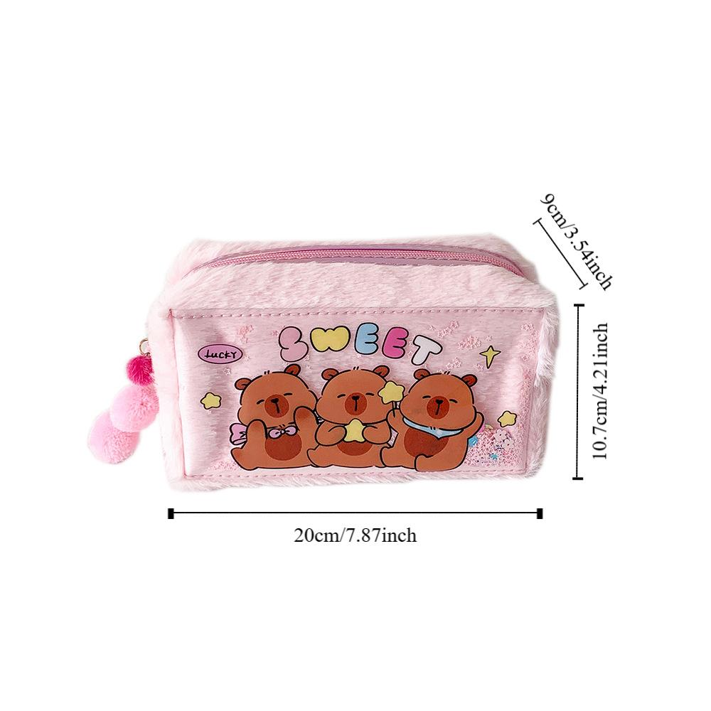 Pencil Case Capybara Plush Pen Bag Plush PVC Capibara Plush Pencil Pouch Children