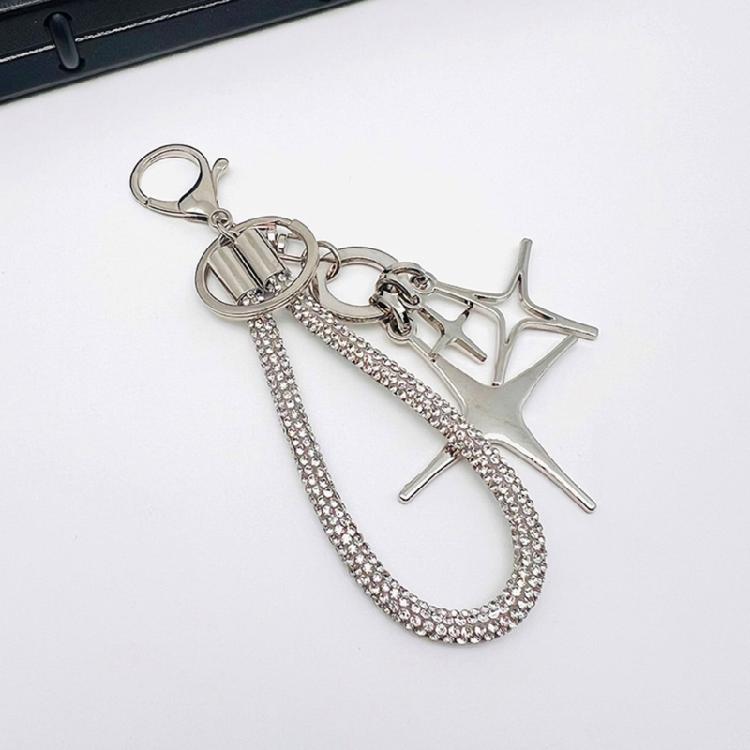 Stylish Star Keychain Decoration With Rhinestones Sturdy Rope Aloy for Elegant Designs In Your Daily Use Items
