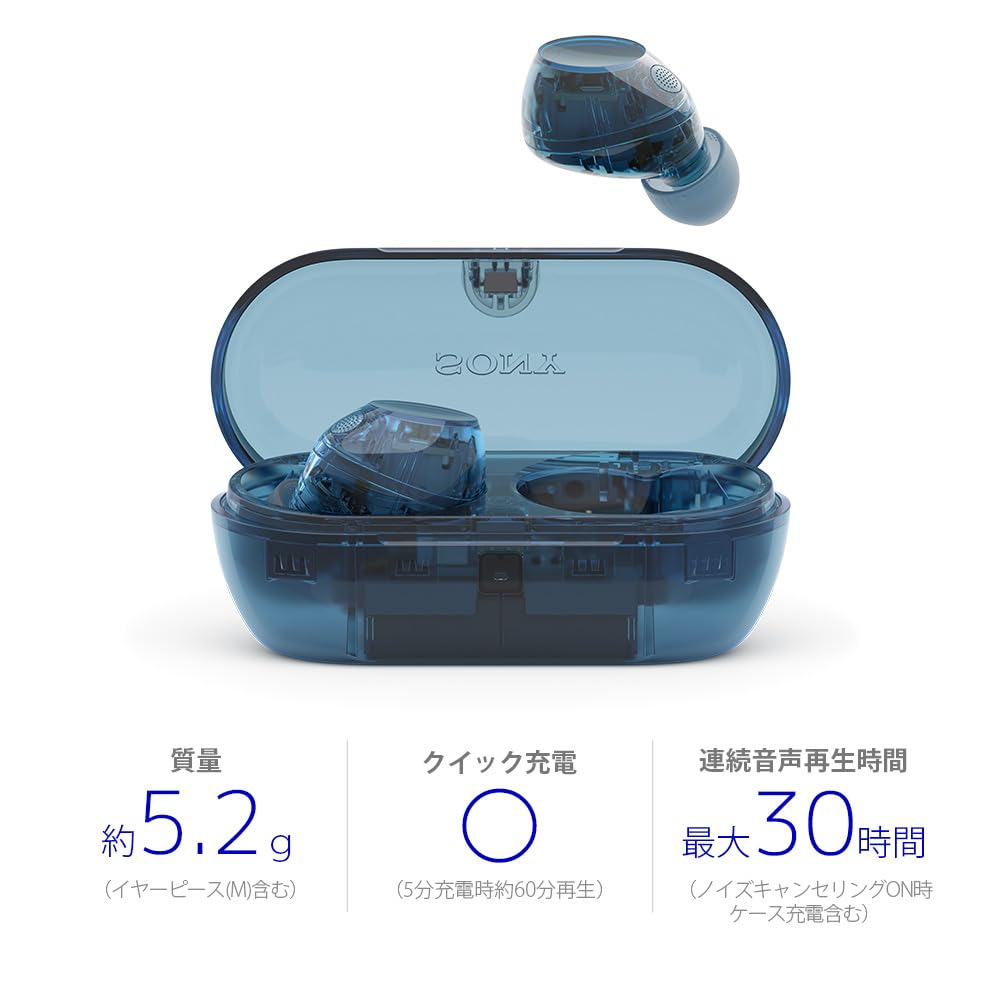 Sony Glass Blue Wireless Earbuds with Noise Ambient Sound IPX4 Water and Connection WF-C710N High-Performance Cancelling, Long-Range Bluetooth,