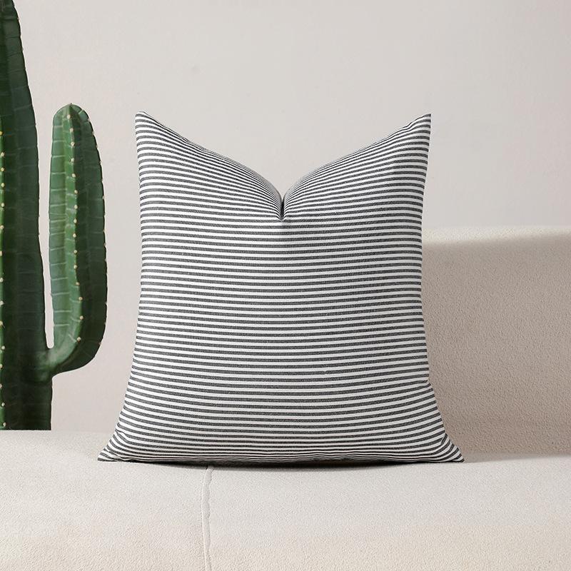 Plain Striped Pillowcase Korean Style Polyester Cotton Black and White Plaid Pillow Waist Pillow Without Core