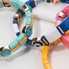 New Fashion Deil Eye Enamel Bangle for Women Colorful Beaded Boho Rectangle Shape Hand Accessory