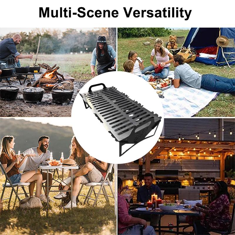 Slot Grill, Collapsible Bbq Grill For Easy Storage, Steel Portable Folding Charcoal And Wood Fuel Barbecue Rack