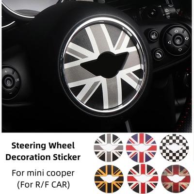 Car Steering Wheel Sticker for  R55 R56 F55 F60 PU Leather Car Stickers Accsesories Steering Wheel Cover Decoration