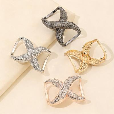 Scarf Rings for Women X Shaped Scarf Buckle Rhinestone Shawl Slide Pin Clip for Clothing Silk Scarves Accessories