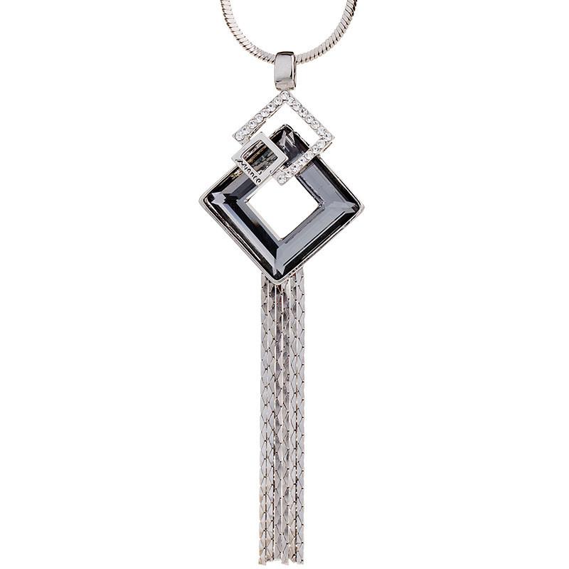 Trendy Sweater Long Necklace For Women Distinctive Geometric Style Crafted From Titanium Steel