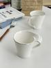 French Minimalist Coffee Cup Creative Texture Silver Edged Ceramic Water Mug Afternoon Tea Dessert Coffee Mug Office Water Cup