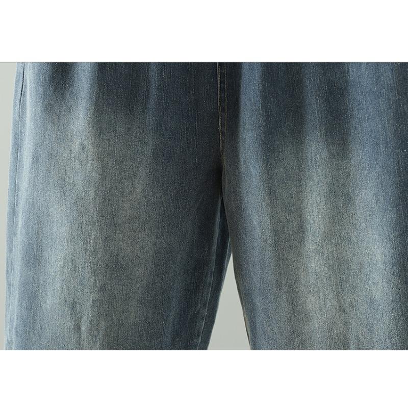 DIMANAF 2025 New Plus Size Spring Jeans Long Pants Women Loose Vintage Casual High Waist Elastic Basic Trousers