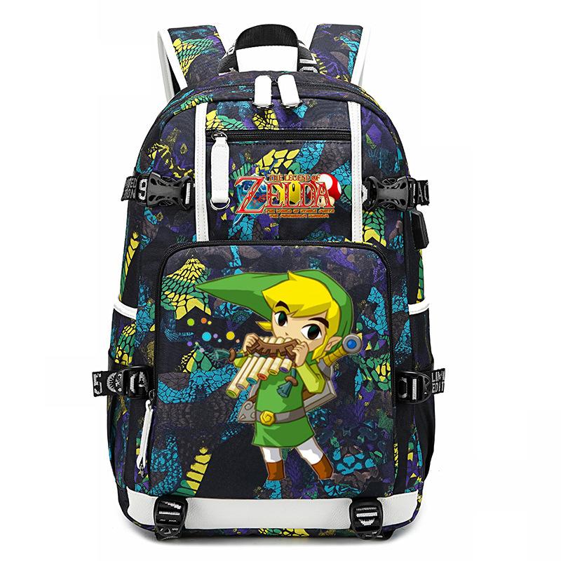 Zelda Zelda Plecak z Nadrukiem Akcesoria Outdoorowy Port USB Duża Pojemność Plecak Podróżny