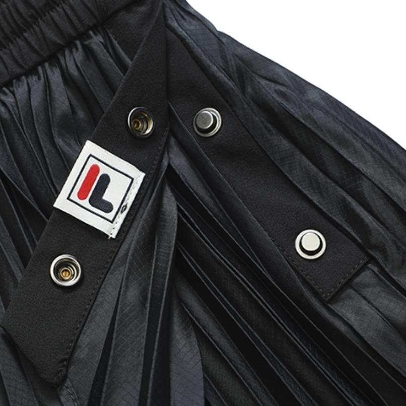 Fila X MIHARA YASUHIRO Collaboration SS22 Solid Color Casual Loose Pleated Maxi Skirt Women Skirts Black F11W223308F-BK