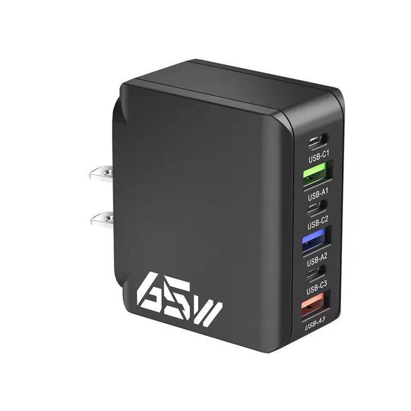 Încărcător de perete USB C de 65W Încărcător rapid 6 porturi Adaptor Quick Charge 3.0 pentru iPhone 13 14 15 Xiaomi Samsung Oppo Mobil Mufă US/EU