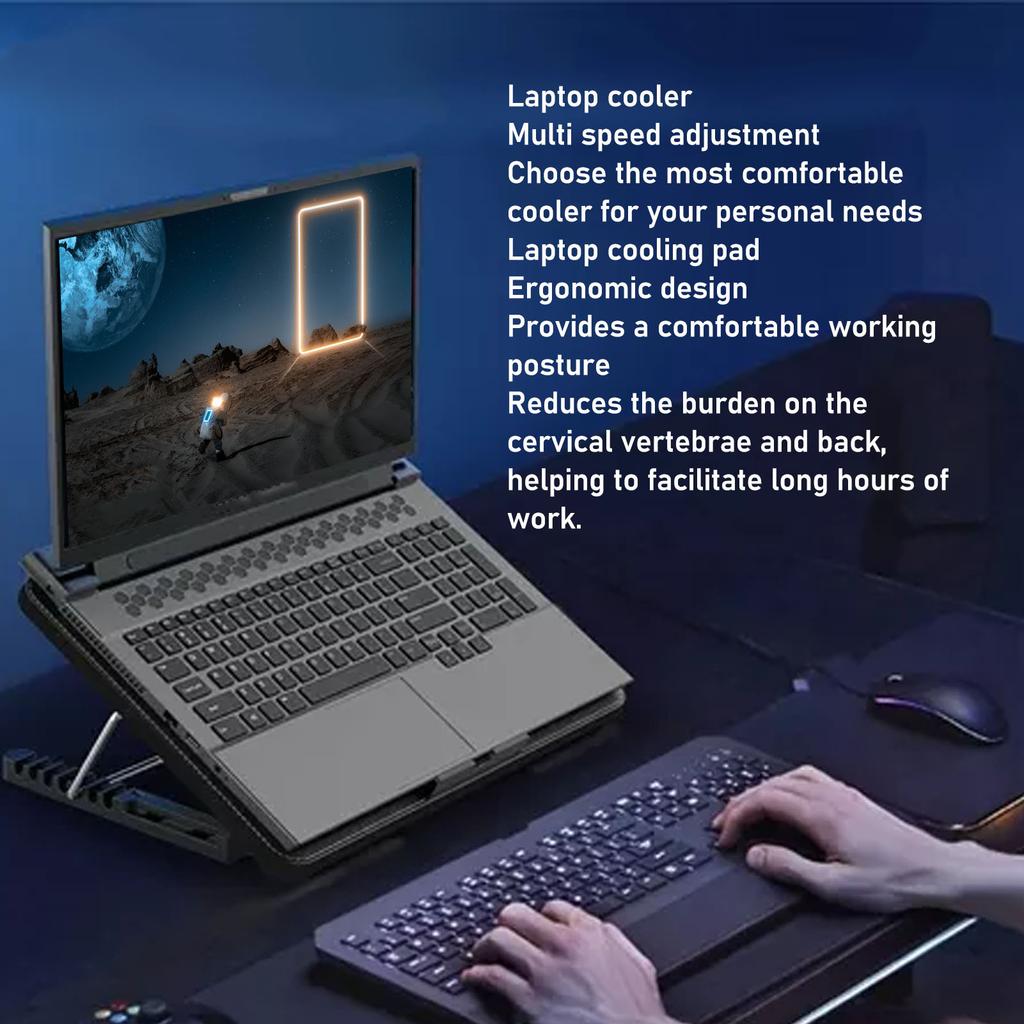 Gaming Notebook Cooler USB Powered Ergonomic Design Comfortable Laptop Cooling Pad  Adjustable Wind Speed for Office