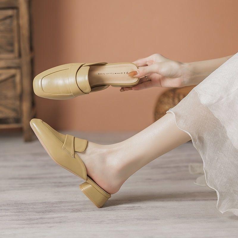 

Модные женские тапочки и женские сандалии, мюли на каблуке, уличные шлепанцы, кожаные водонепроницаемые шлепки, Vip оригинал, оптовая обувь 34