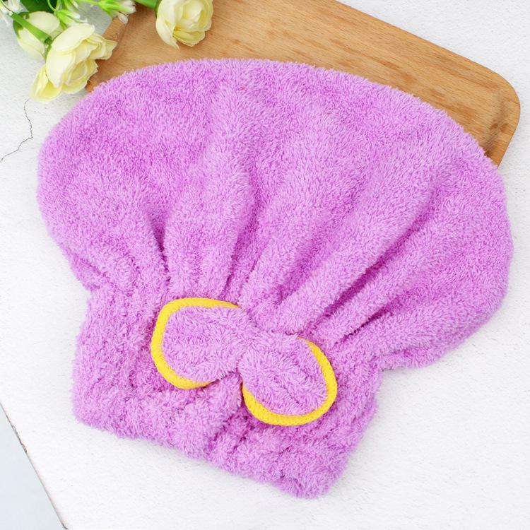 Women's Coral Fleece Bow Dry Hair Towel Cap - Super Absorbent, Quick-Drying Head Wrap