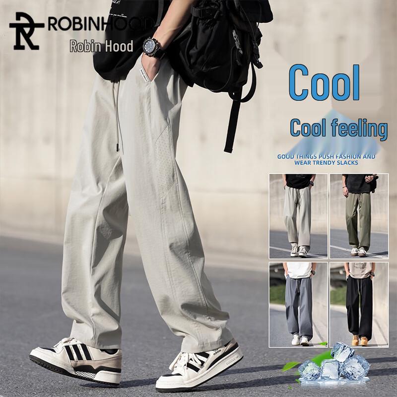 

ROBINHOOD Men s Summer Ice-Feel Straight-Leg Casual Pants L