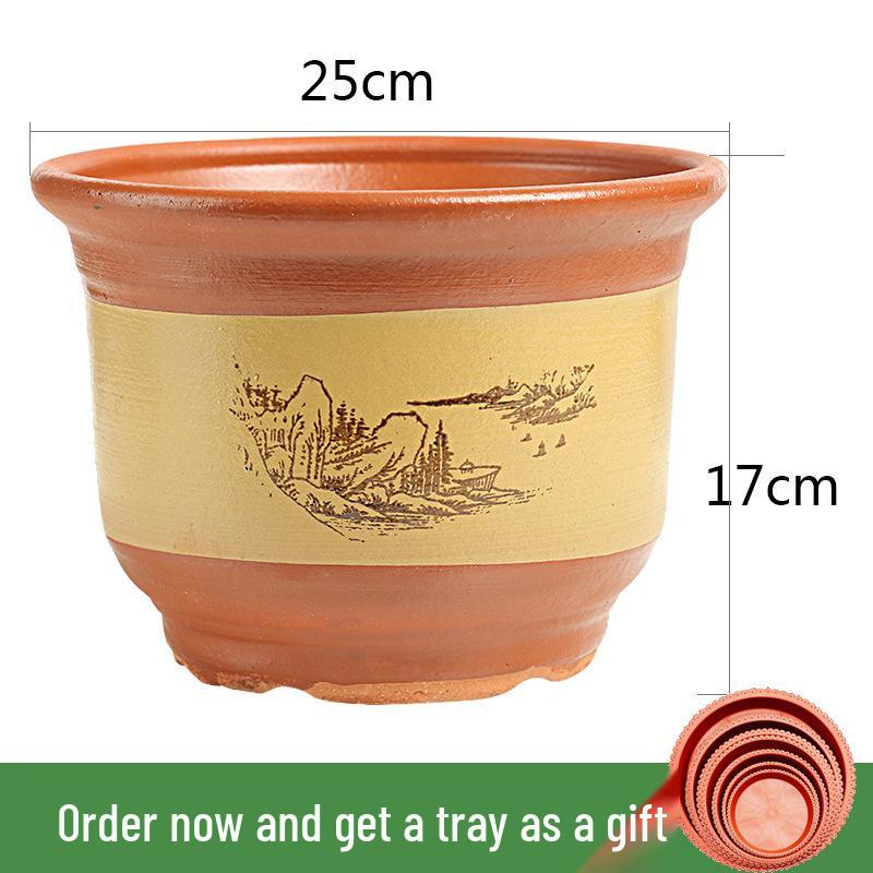 Extra-Large Purple Clay Ceramic Bonsai and Orchid Flower Pot