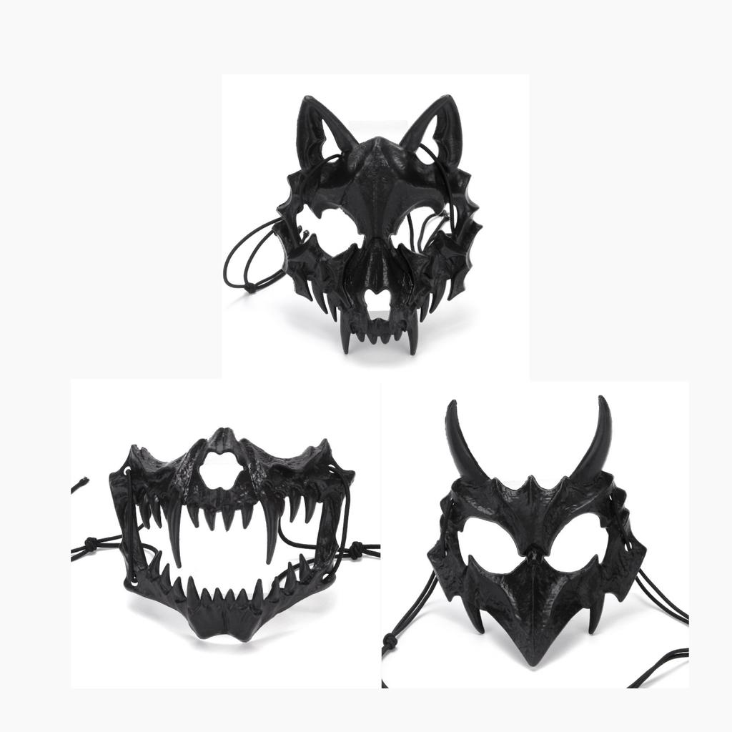 Маска на Хеллоуїн Маска на половину обличчя Cos Dragon God Fierce Tiger Night Fork Tengu Man Wolf Mask Performance Skull Mask