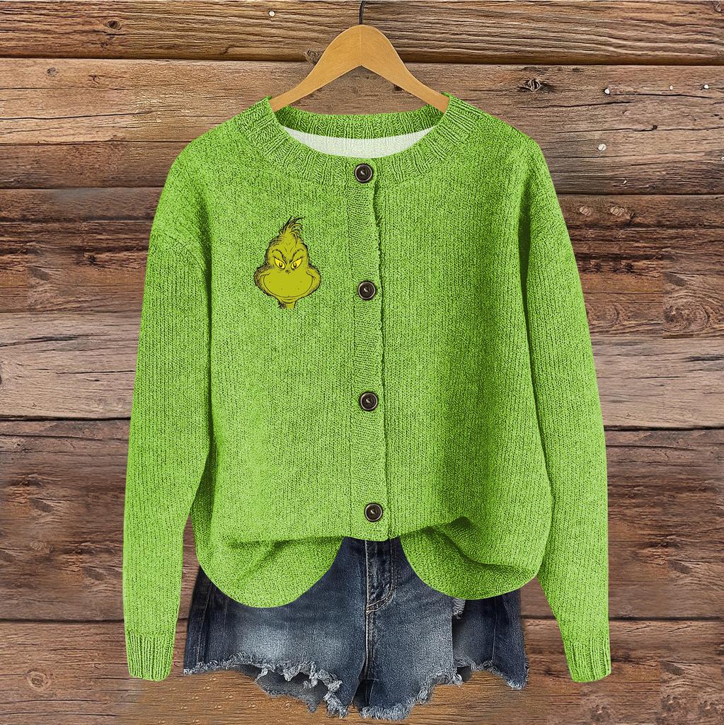 Women's Vintage Knit Button Print Cardigan Jacket