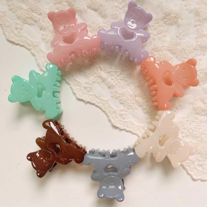 Big size teddy bear hair clip (6cm) gray