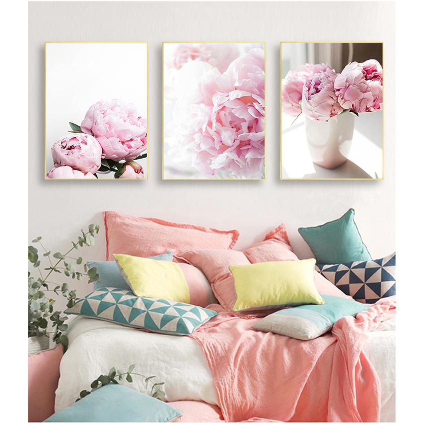 Wall Art Picture For Living Room Home Decoration Canvas Painting Nordic Decor Elegant Peony Flower Phrase Poster And Print