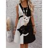 Summer Women's Fashion Cat-Print Dress Sleeveless 3D Animal Print Streetwear Hip-Hop Style Casual Dress Plus Size Dress