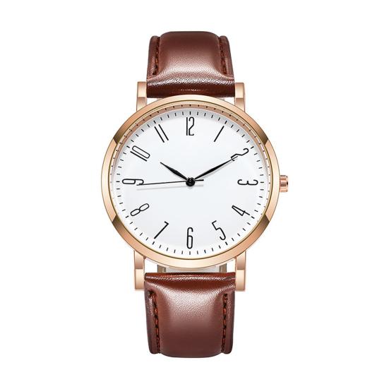 Men's Analog Quartz Watches Minimalist Three-Hand Watch Classic Adjustable Leather Strap Watch for Fathers Husbands Gifts for Office Party Dating