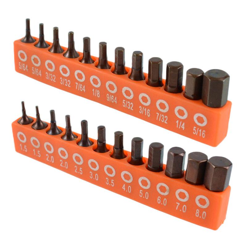 Cheie Allen cu cap hexagonal, set de burghie, 25/60 mm, metrice, imperiale, SAE, șurubelnițe magnetice, biți, burghiu electric, scule de mână, accesorii