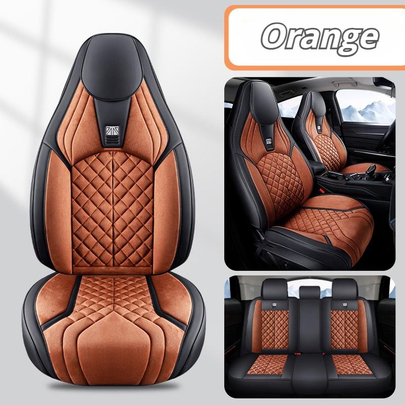 Premium 5-Seat Full-Cover Car Seat Covers - Suede Fabric & Soft Napa Leather, Durable Skin-Friendly Fit for Sedan/SUV/Truck