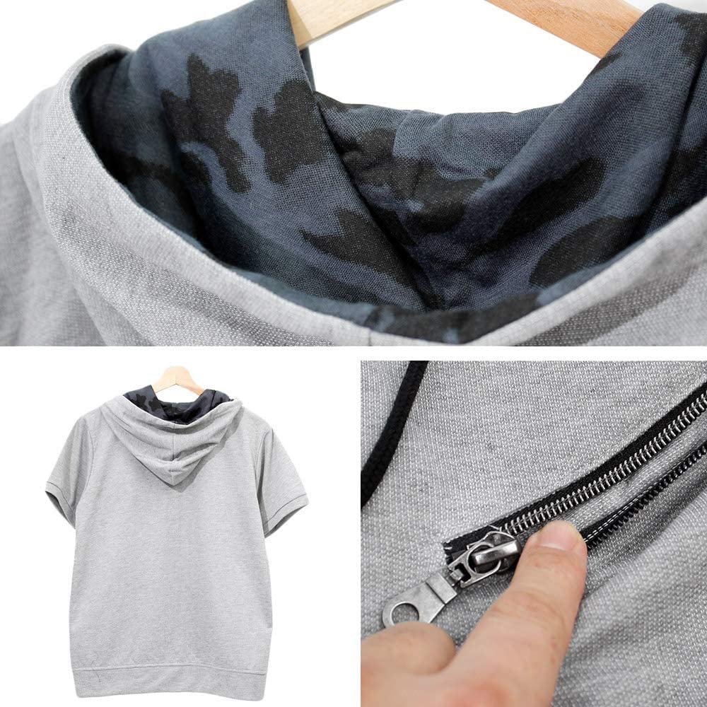 One Colors Plus Size Camouflage Fleece Sleeve and Navy Men's Sweatshirt, Lining, 3/4 Hoodie, Shorts, (3/4 Sleeves)