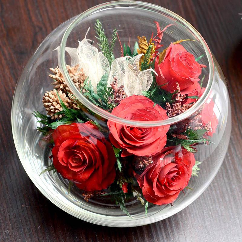 Thailand Red Rose Preserved Flower with Glass Cover – Valentine's and Christmas Gift