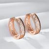 Unusual  Rose Gold Color Big Hoop Earrings For Women Shiny Black Natural Zircon Accessories Daily Fine Vintage Jewelry
