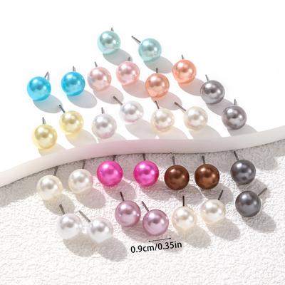 15 Paires Boucles d'Oreilles Puces Simples Multicolores Imitation Zircon Boucles d'Oreilles Coréennes à Bille Élégantes pour Femme Cadeaux Zircon Quotidien de Fête