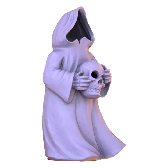 Halloweenská figurka čaroděje-ducha Gotická socha Smrtky s LED světlem Sváteční párty Bez tváře Čaroděj Dekorace Ozdoba