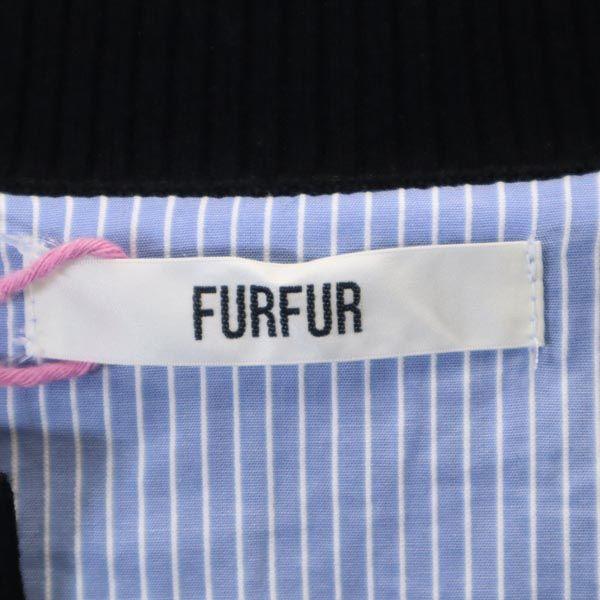 Unused Furfur Stripe Long Sleeve Knit Switching One Piece F Black X Blue Women Used