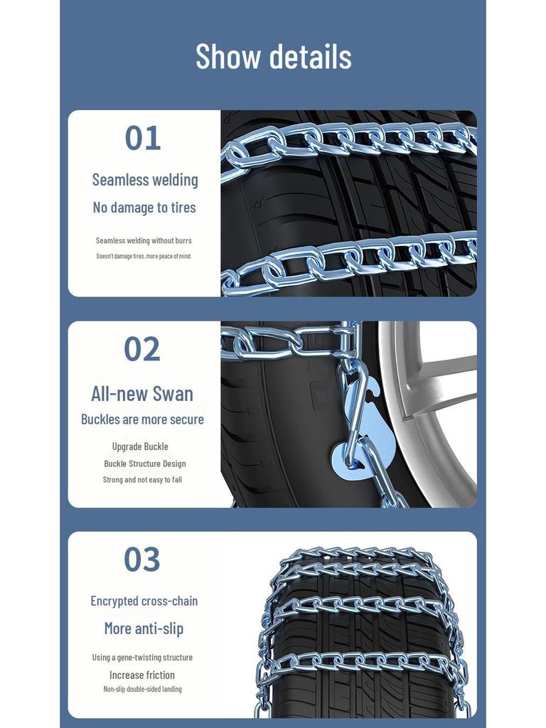 Compatible Snow Chains for GAC Trumpchi Models: GS4, GS5, GS7, GS8, GA3, GA5, GM6, GM8 Car Tires.