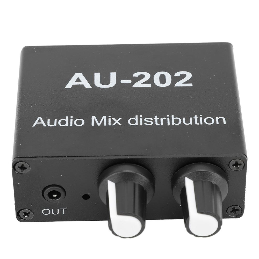 Independent Volume Control Small Sound Mixer 2 In 2 Out Dual-Channel Stereo Mixer  For Headphone