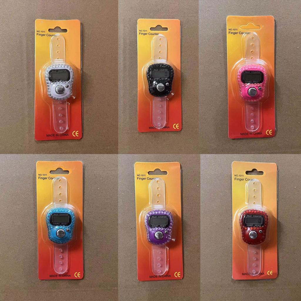 Elektronischer funkelnder Fingerringzähler Tragbarer Zähler mit Zahlenanzeige mit Diamanten verziert für Bastelbegeisterte