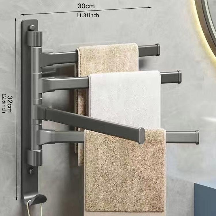 Bathroom Rotating Towel Bar Wall Mounted Non Perforated Iron Towel Storage Rack For Household Bathroom Storage Products